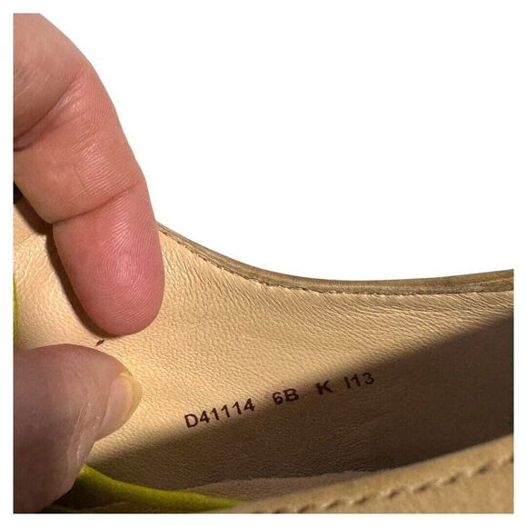 COLE HAAN Beige‎ Suede Neon Yellow Lace Up Round Toe Flat Oxfords Sz 6B - Picture 5 of 5